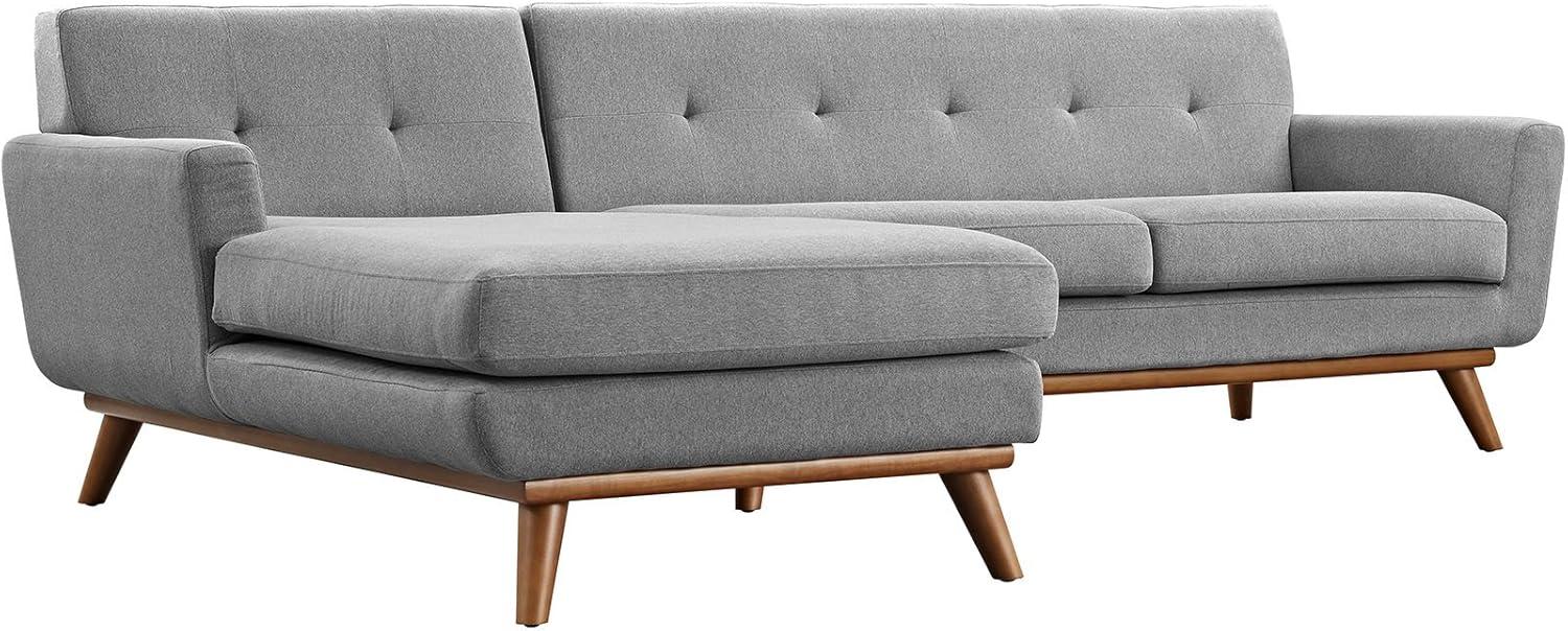 Modway Engage Left-Facing Upholstered Fabric Sectional Sofa in Expectation Gray