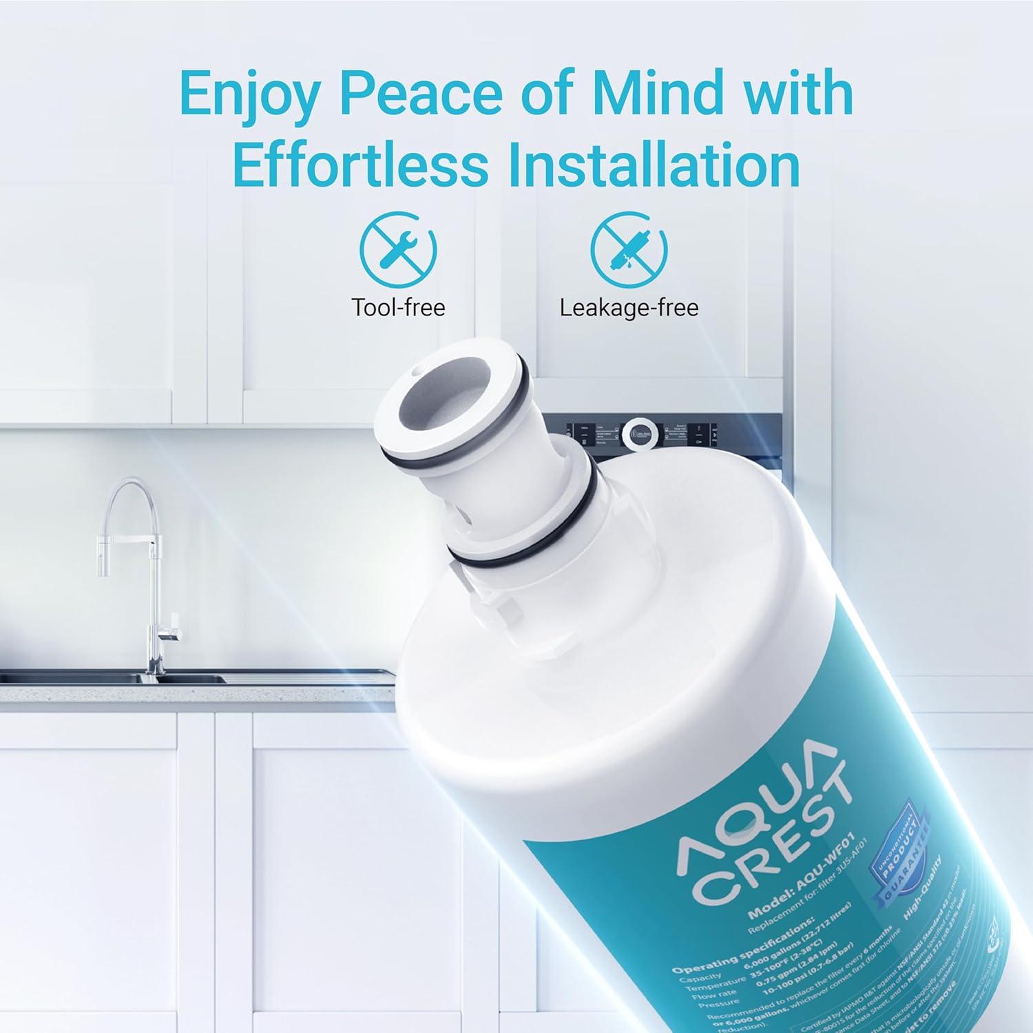 AQUA CREST 3US-AF01 Under Sink Water Filter, Replacement for Standard 3US-AF01, 3US-AS01, Aqua-Pure AP Easy C-CS-FF, WHCF-SRC, WHCF-SUFC, WHCF-SUF Water Filter, NSF/ANSI 42 Certified (Pack of 1)