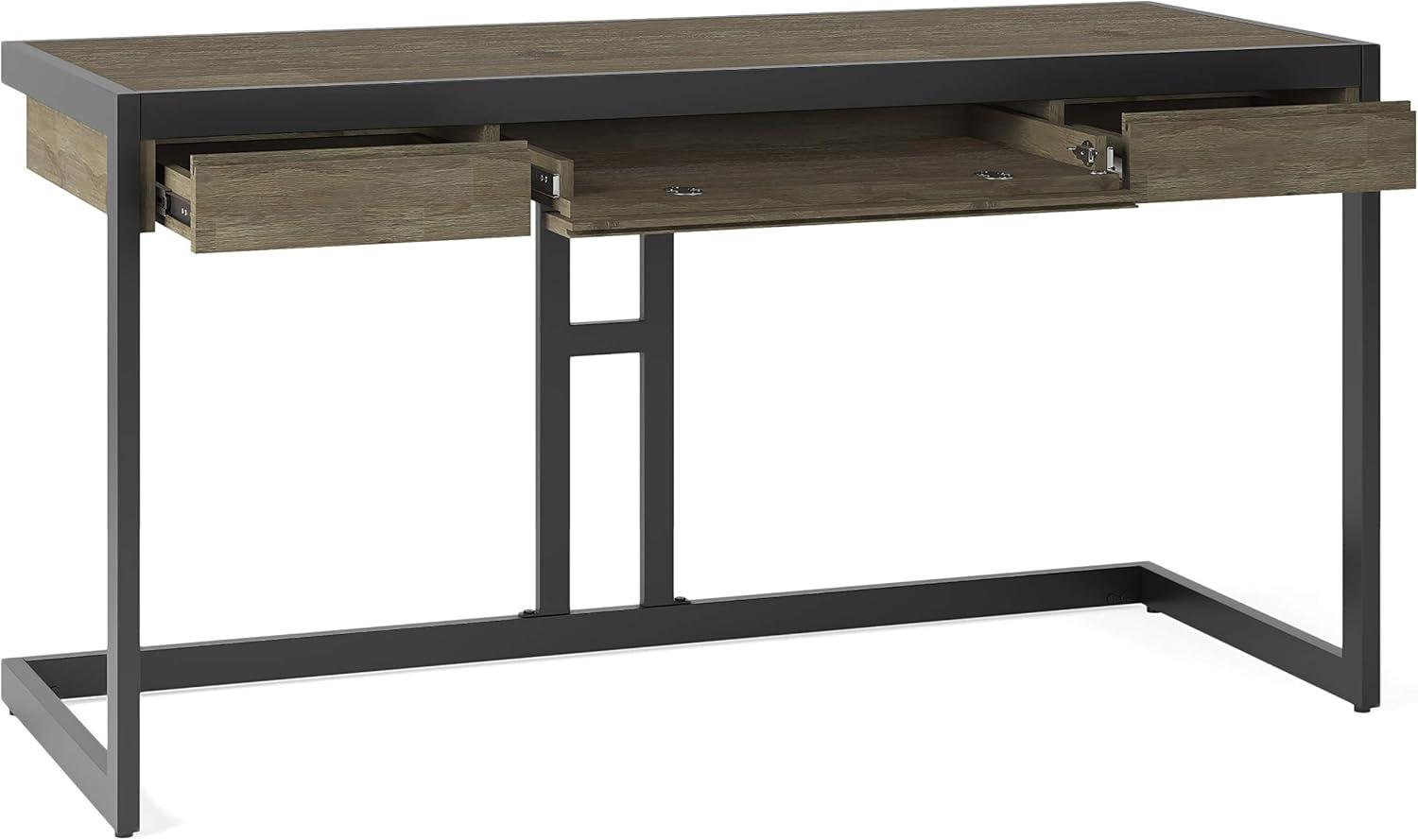 Erina 60" Distressed Grey Acacia Wood Desk with Metal Frame