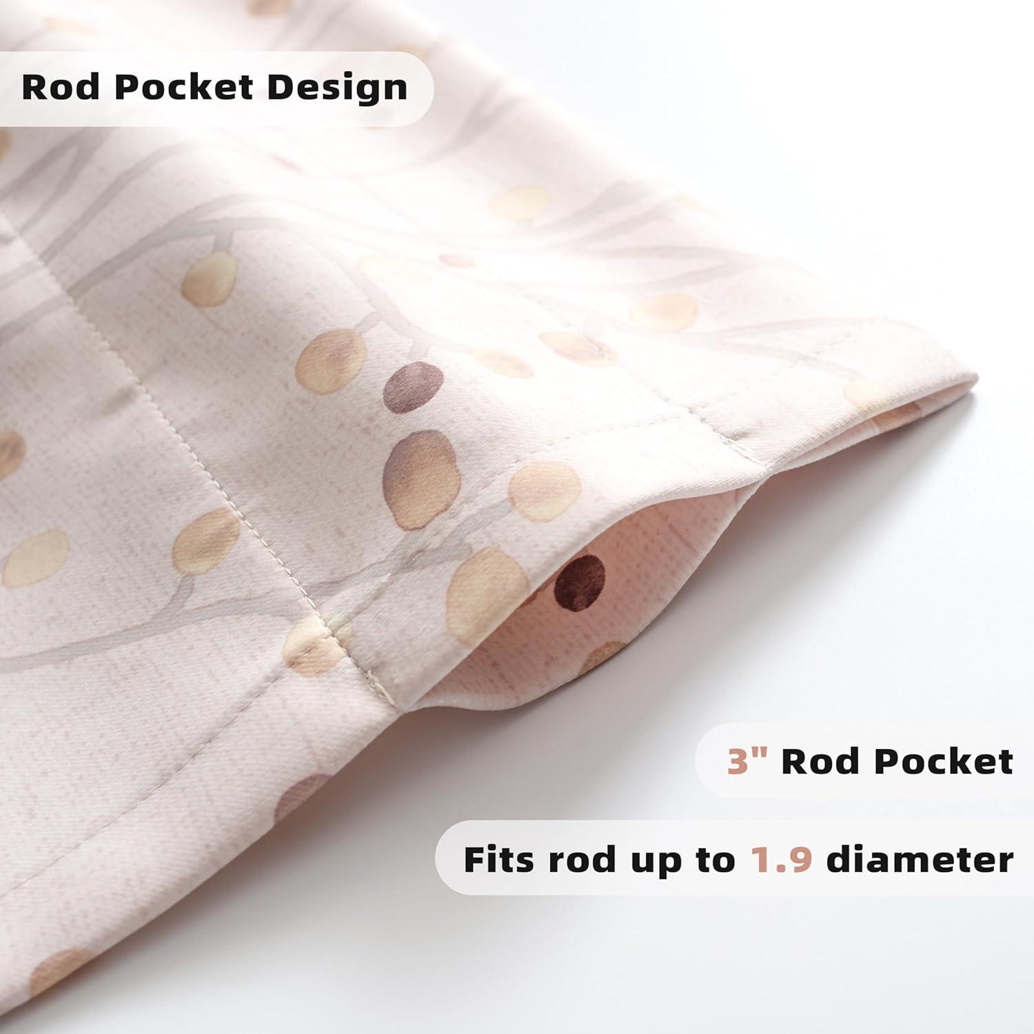 DriftAway Harper Floral Pattern Window Treatment Valance, Rod Pocket, 50"x18"+2" Header (Beige)