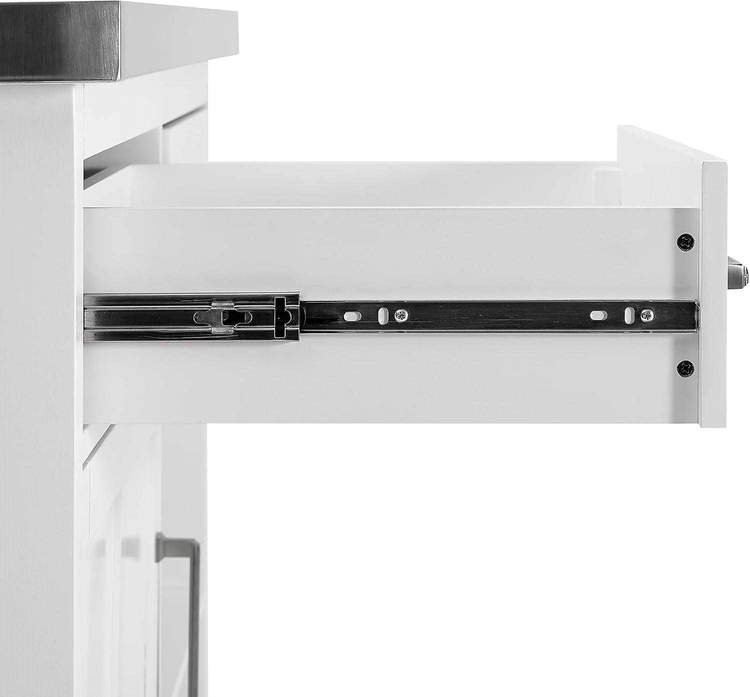 Silvia Stainless Steel Top Kitchen Island White/Stainless Steel - Crosley