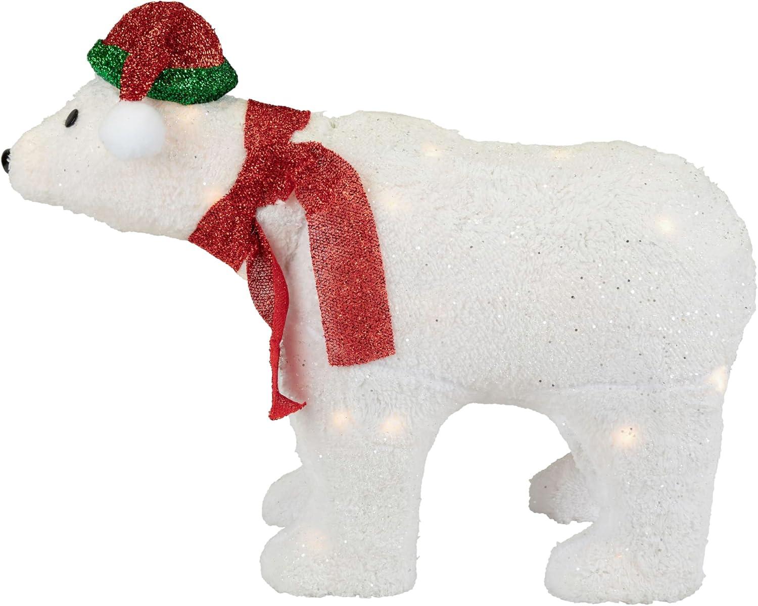 Northlight Seasonal 23" Pre-Lit White Glittered Polar Bear Outdoor Christmas Decoration