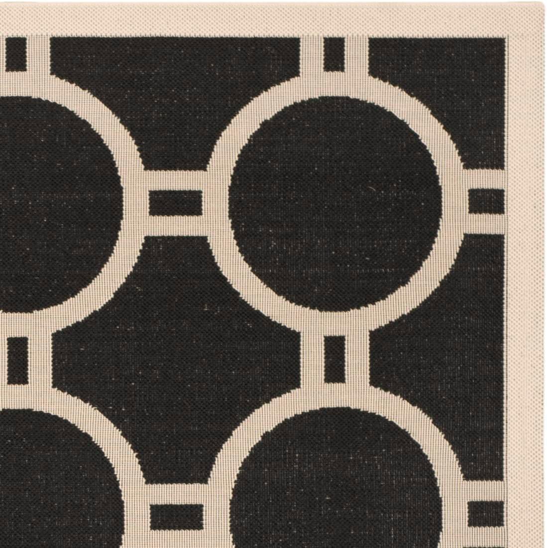Courtyard CY6924 Power Loomed Indoor/Outdoor Area Rug - Black/Beige - 7'1x7'1 - Safavieh.