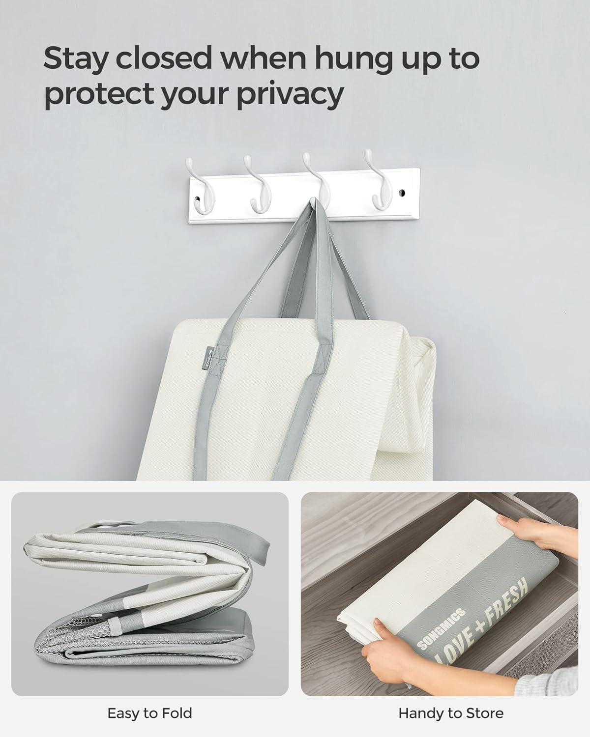 SONGMICS Laundry Baskets, Laundry Hamper with 2 Compartments, 23.8 Gallon (90L) Set of 2 Collapsible Water-Repellent Clothes Hampers, Tall Laundry Bag for Bedroom Bathroom, Light Gray ULCB209G12