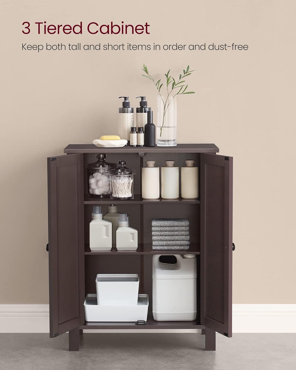 Brown MDF Living Room Cabinet with Adjustable Shelving