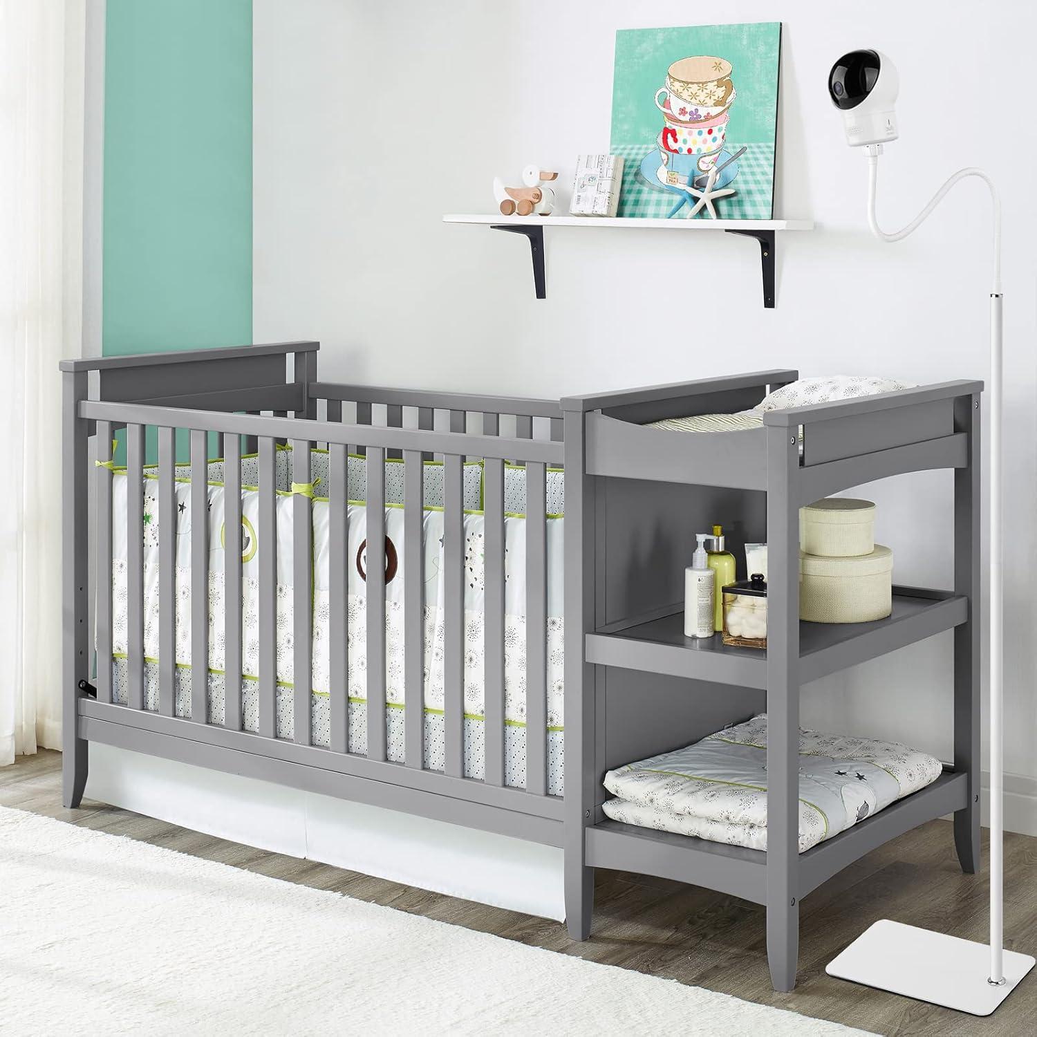 68.8" Adjustable White Metal Baby Monitor Floor Stand