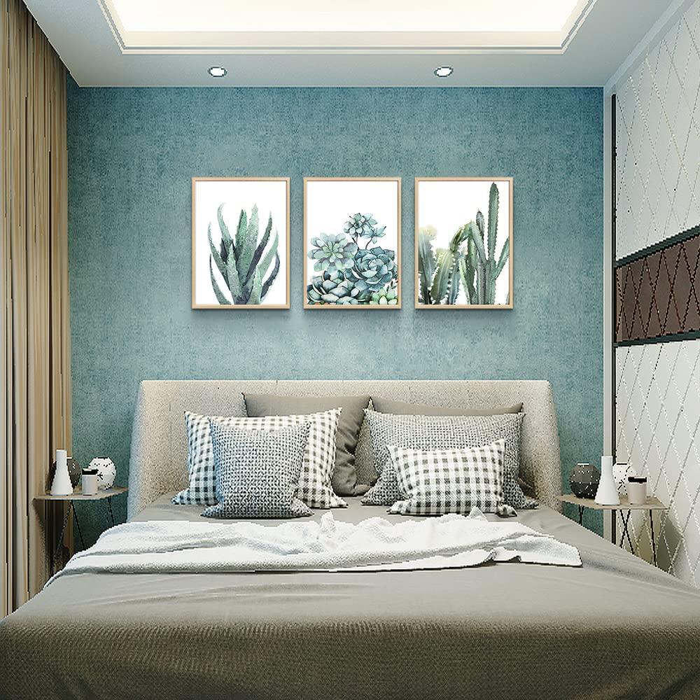 Canvas Wall Art For Living Room Bathroom Wall Decor For Bedroom Kitchen Artwork Canvas Prints Green Plant Flowers Painting 12" X 16" 3 Pieces Modern Framed Office Home Decorations Family Picture