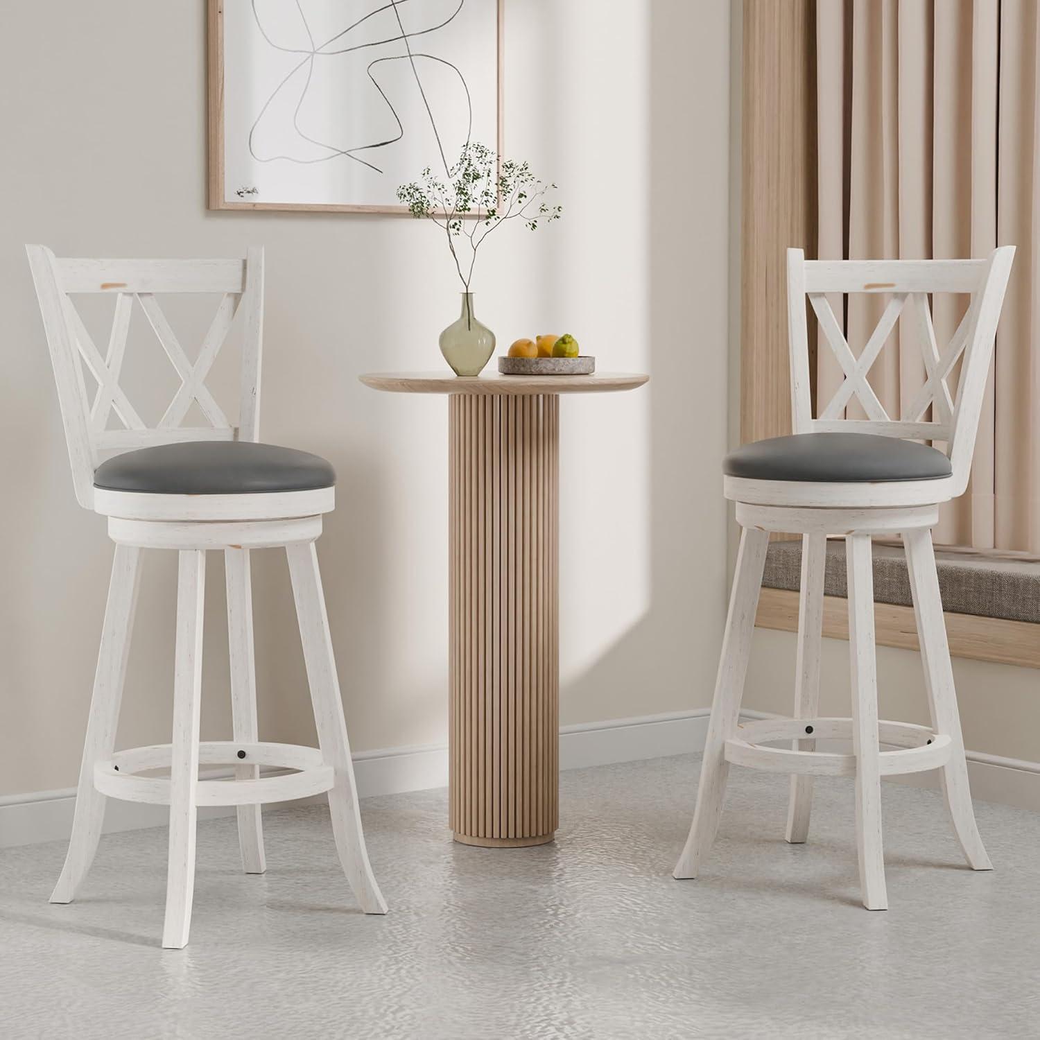 Havant Swivel Upholstered Counter Stool with Solid Wood Frame (Set of 2)