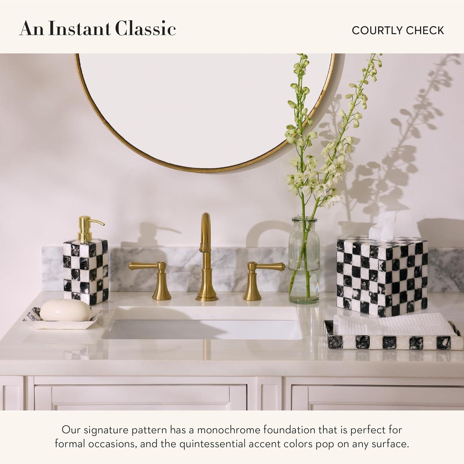 Black and White Capiz Square Tissue Box Cover