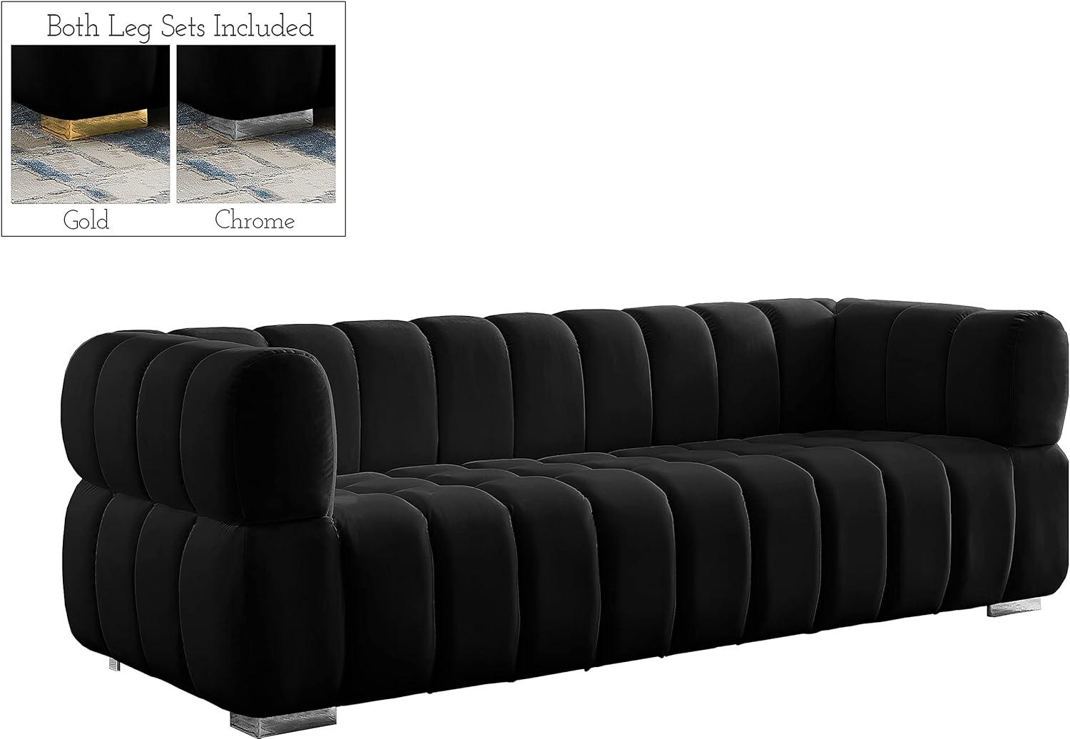 Meridian Furniture Gwen Black Velvet Sofa