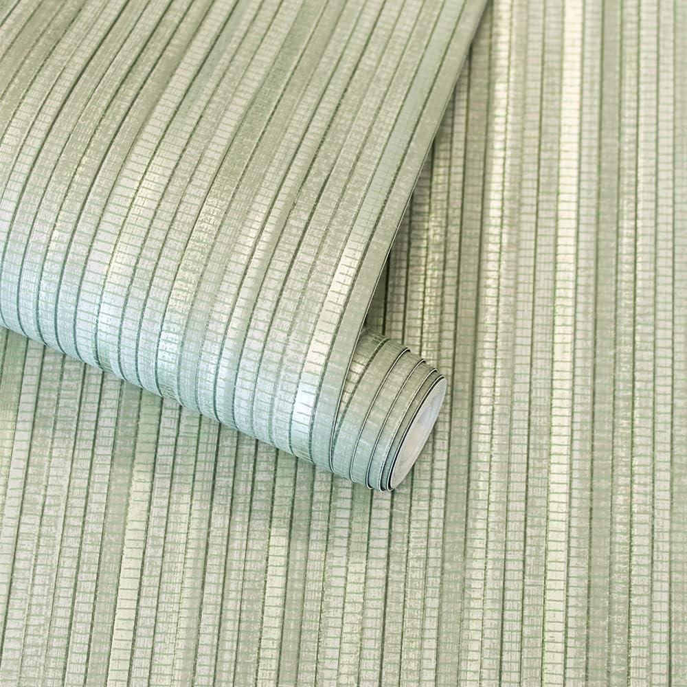 Tempaper & Co. 28 sq ft Faux Grasscloth Removable Peel and Stick Wallpaper Textured Sage : Vinyl, Self-Adhesive, Wood Grain Design