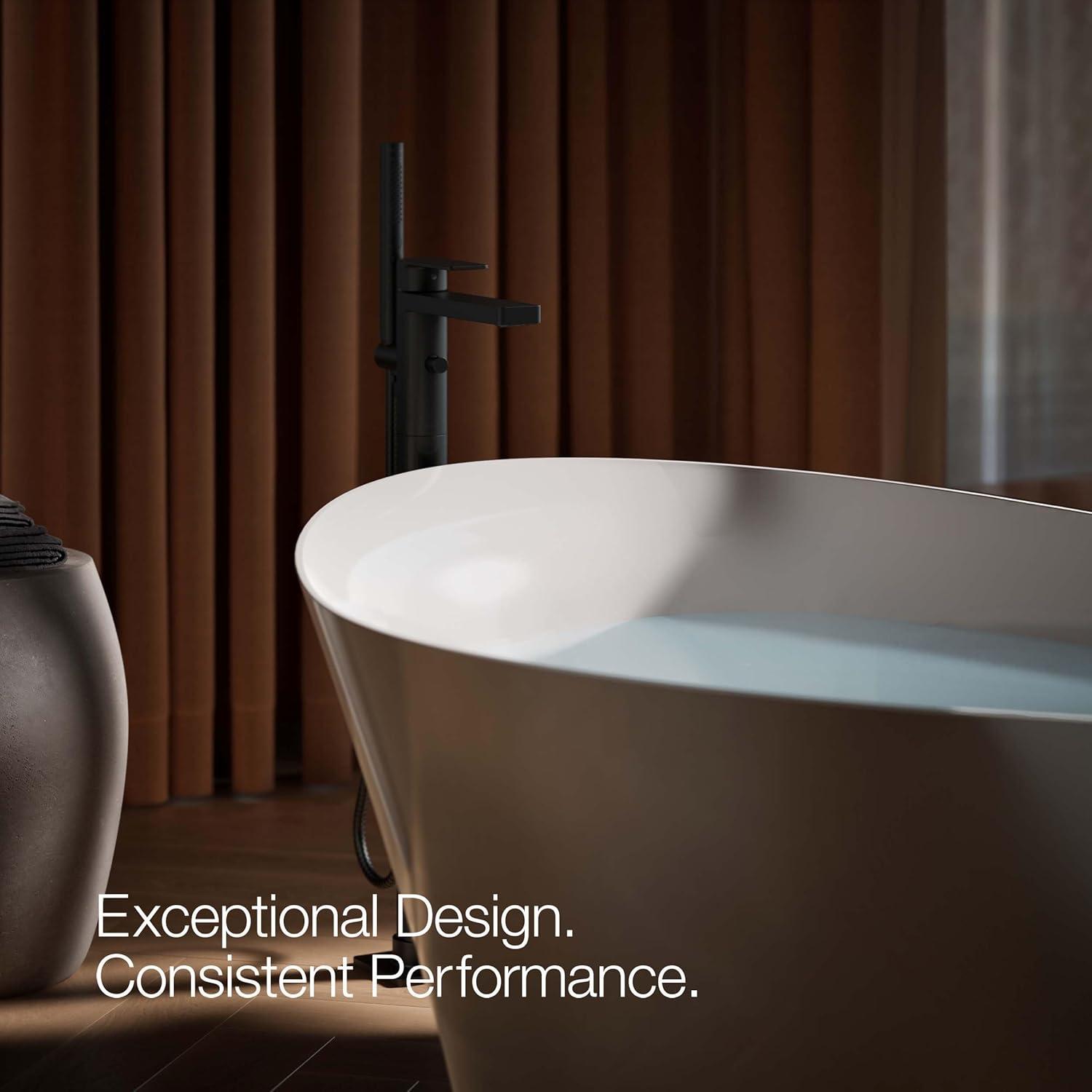 Parallel Floor-Mount Bath Filler Trim With Handshower