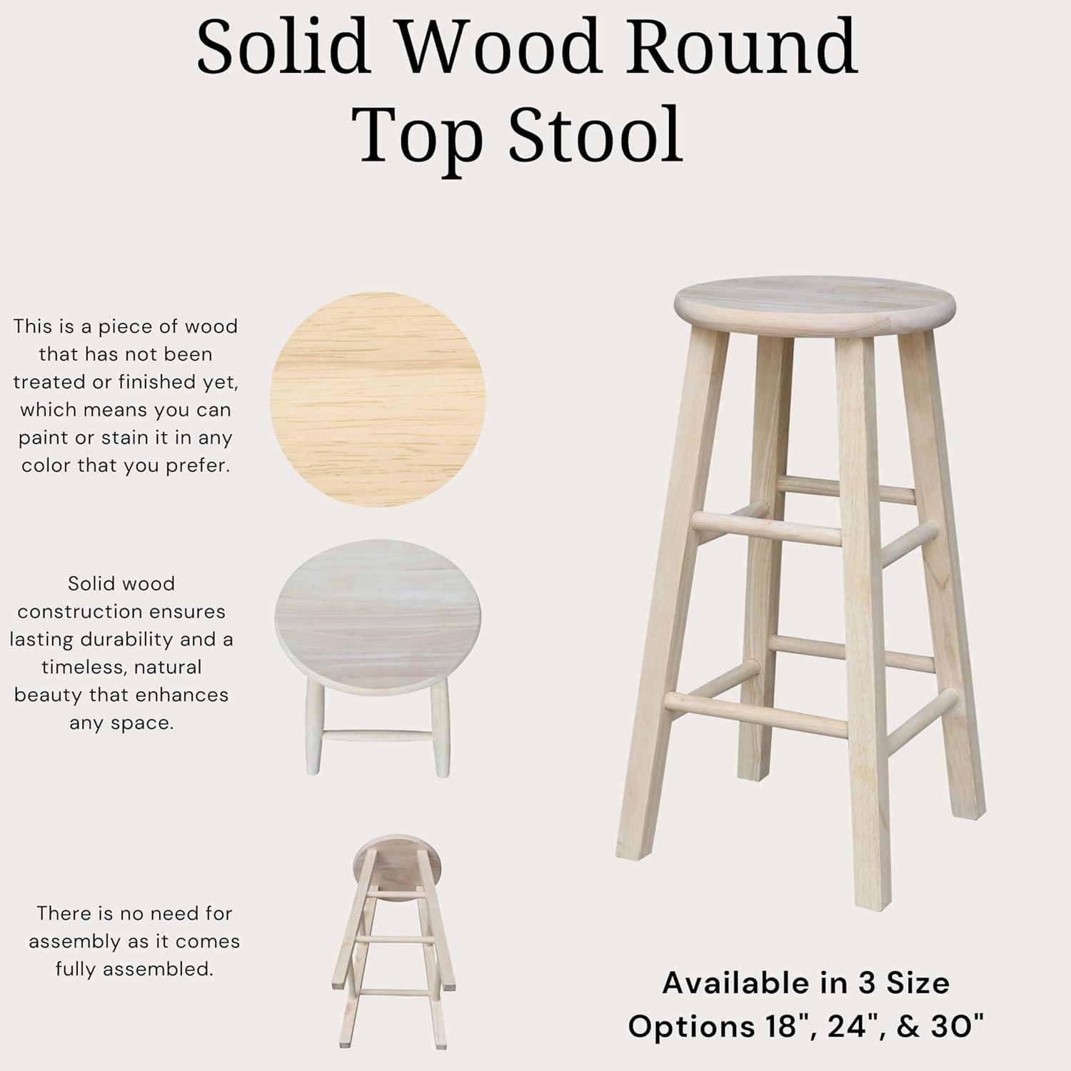 Round Top Barstool Unfinished - International Concepts