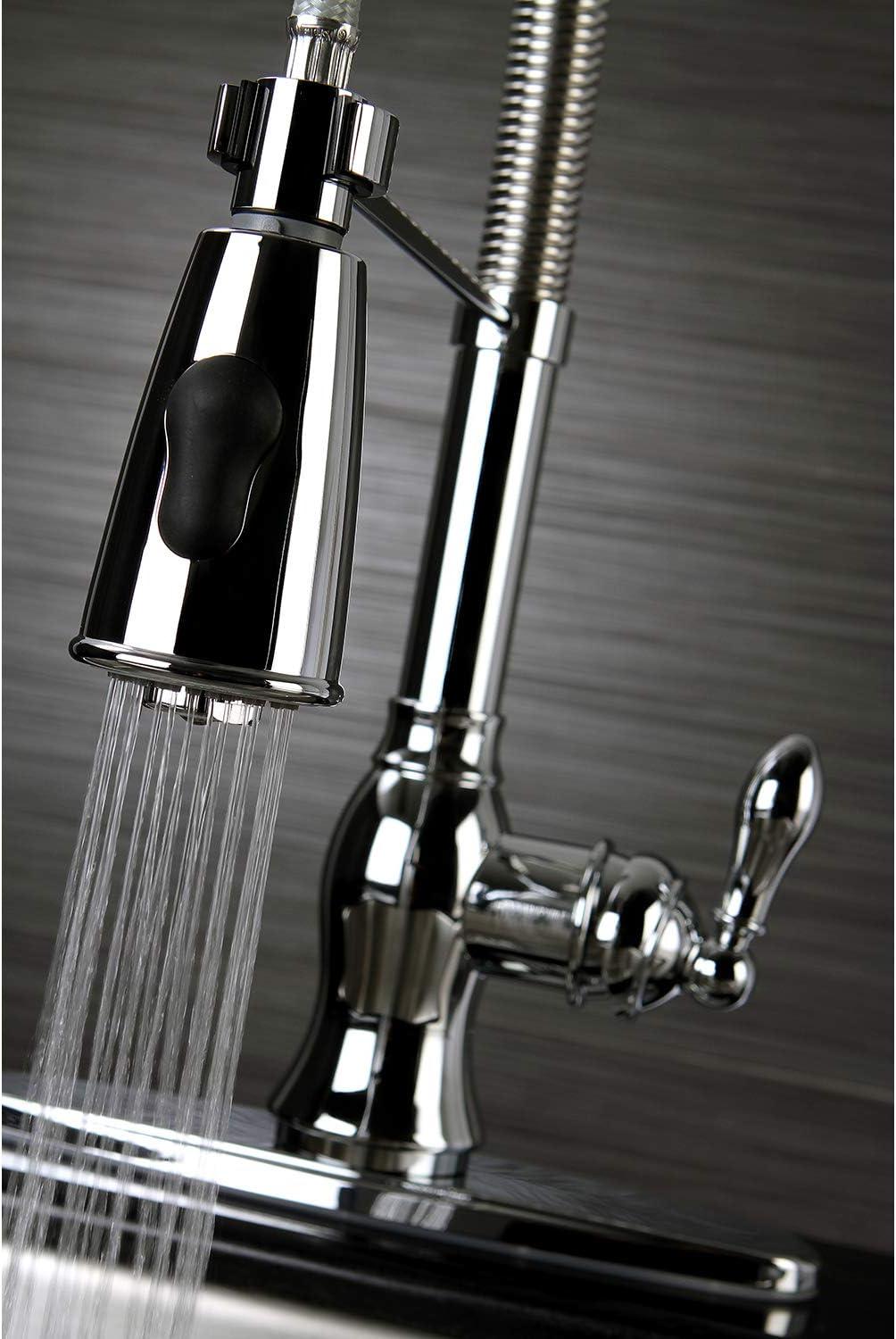 Kingston Brass American Classic Single-Handle 1-or-3 Hole Deck Mount Pre-Rinse Kitchen Faucet