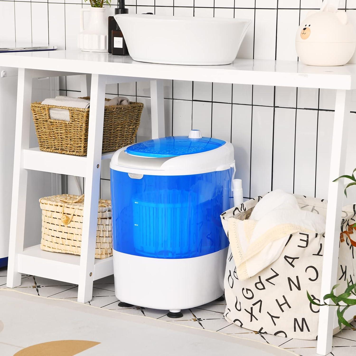 Costway 5.5lbs Portable Mini Compact Washing Machine Electric Laundry Spin Washer Dryer Blue