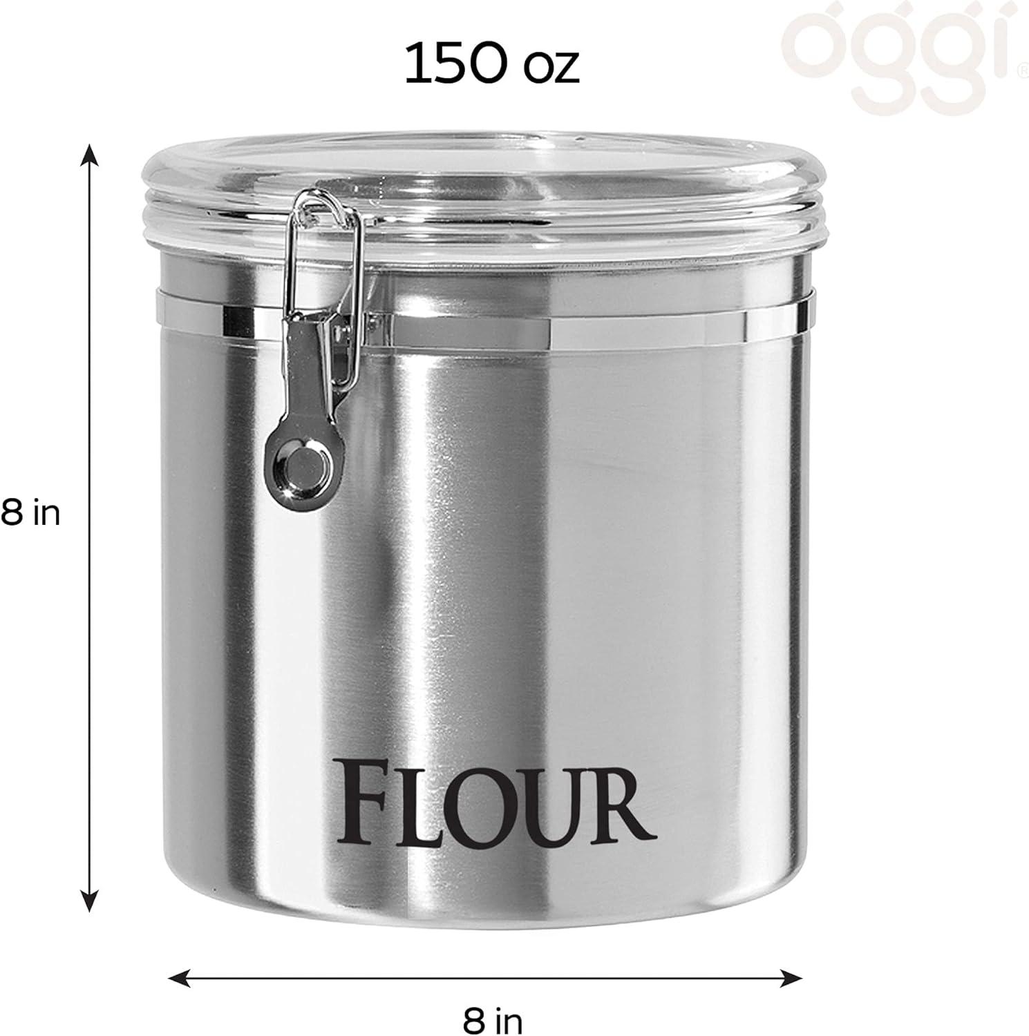 Jumbo Stainless Steel Flour Canister with Clear Lid