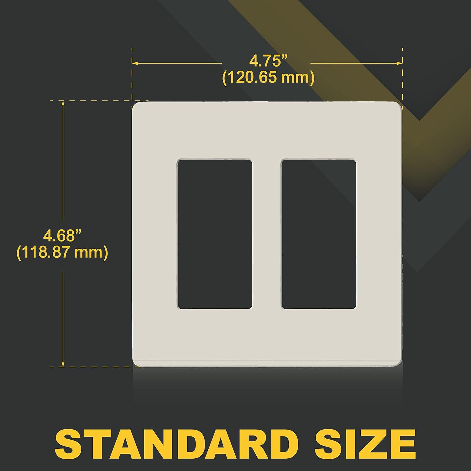 Light Almond Polycarbonate 2-Gang Screwless Wall Plate Set