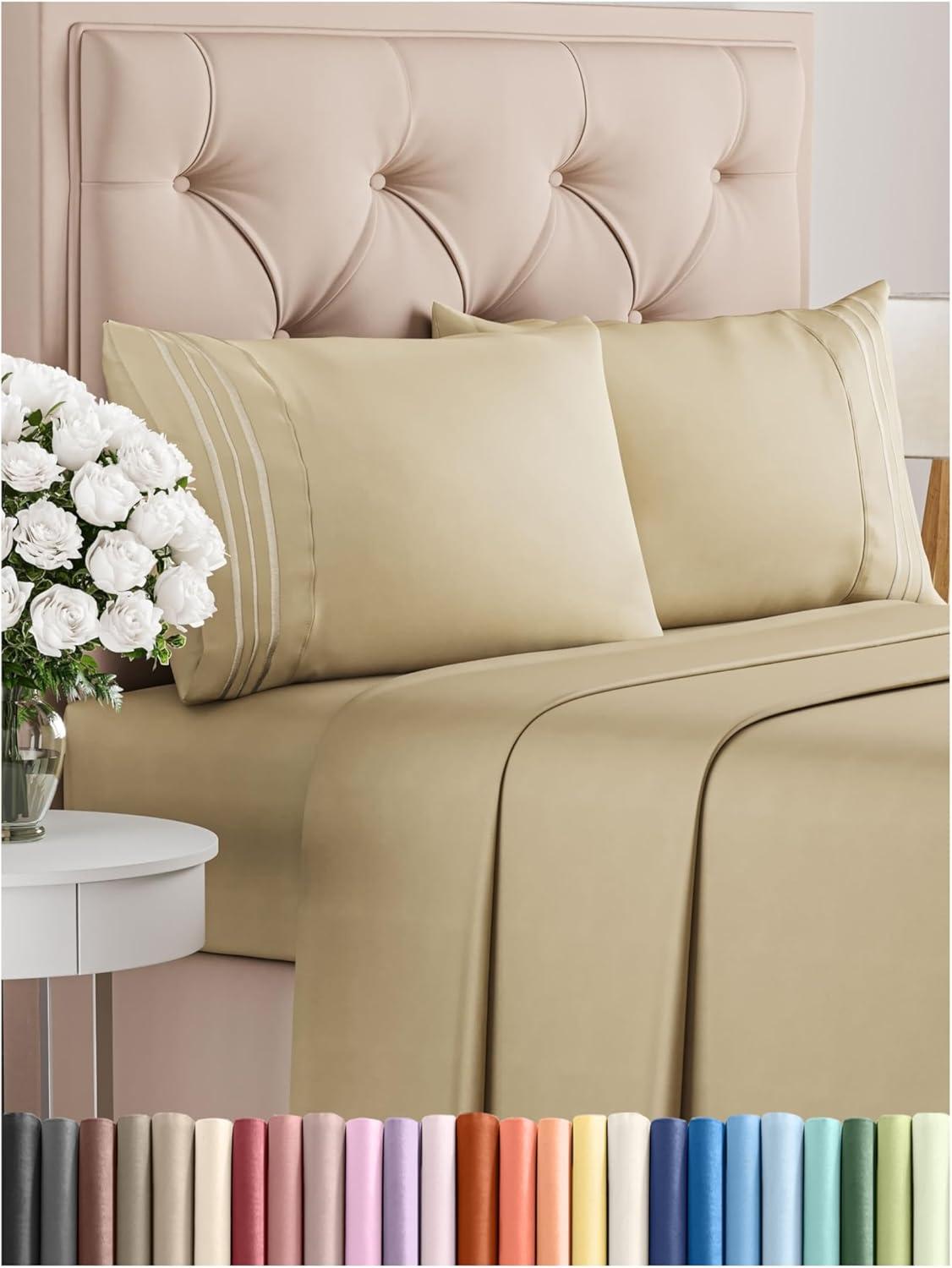 Solid 4 Piece Bed Sheet Set - Ultra Soft and Breathable Sheets - CGK Linens