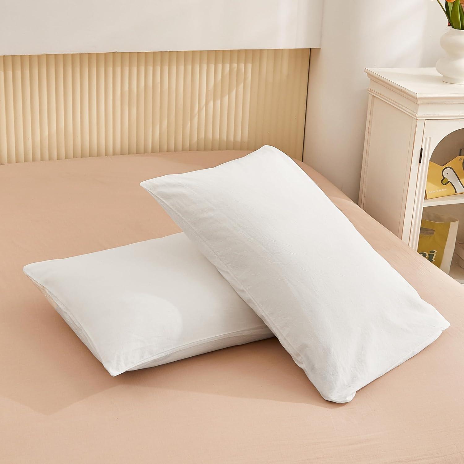 Queen Size Pillow Cases Set of 2 - White Queen Pillowcase 2 Pack with Envelope Closure, Soft Brushed Microfiber Bed Pillow Case Cover, 20x30 inches White Queen (20" x 30")