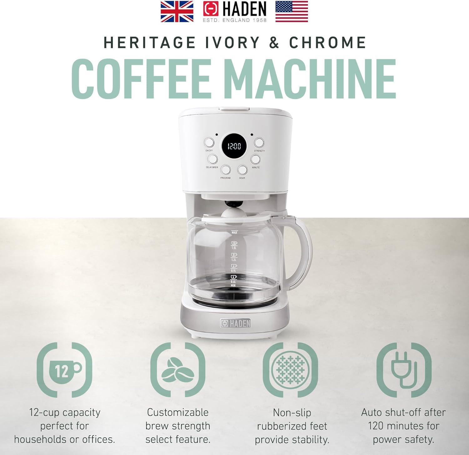 HADEN Ivory Programmable Drip Coffee Maker