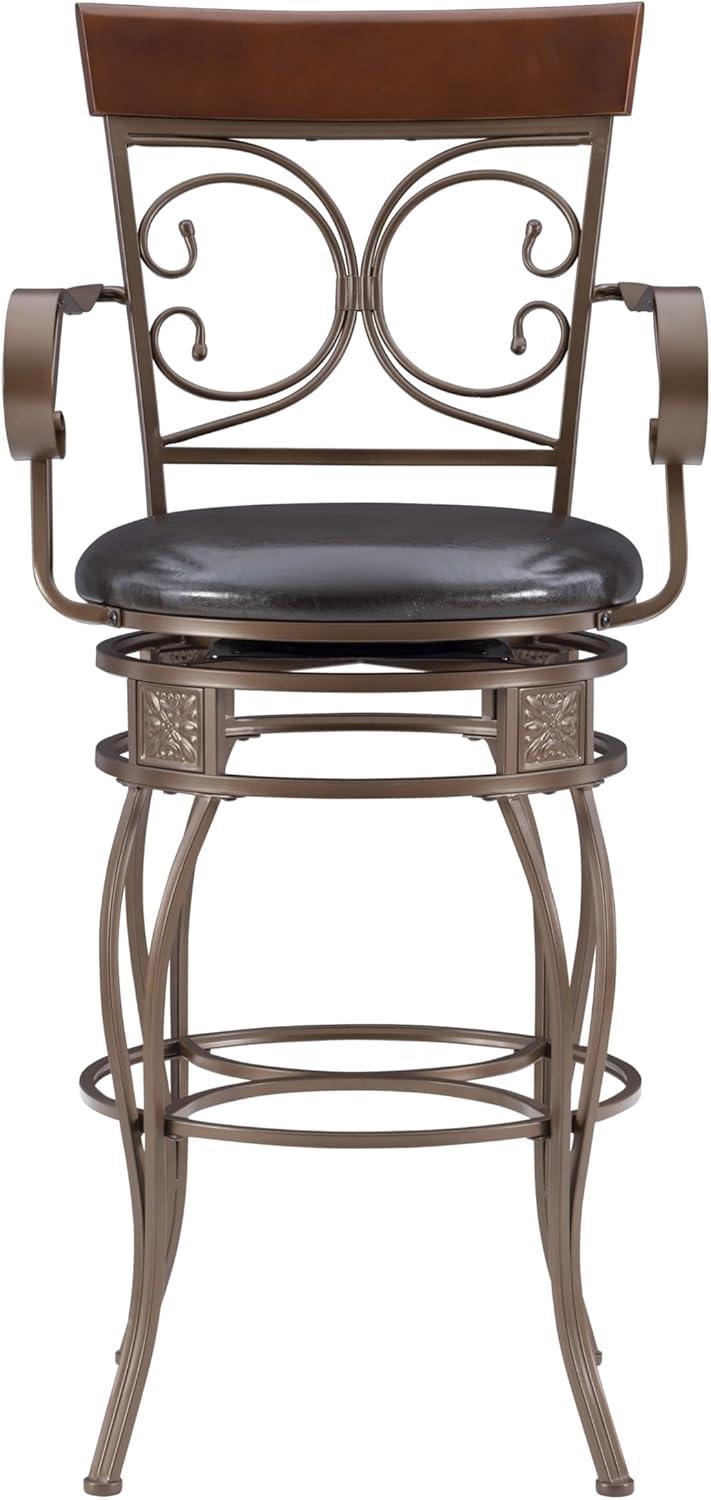 Linon Home Decor Onyx Big & Tall 360 Swivel Metal and Wood Barstool Bronze