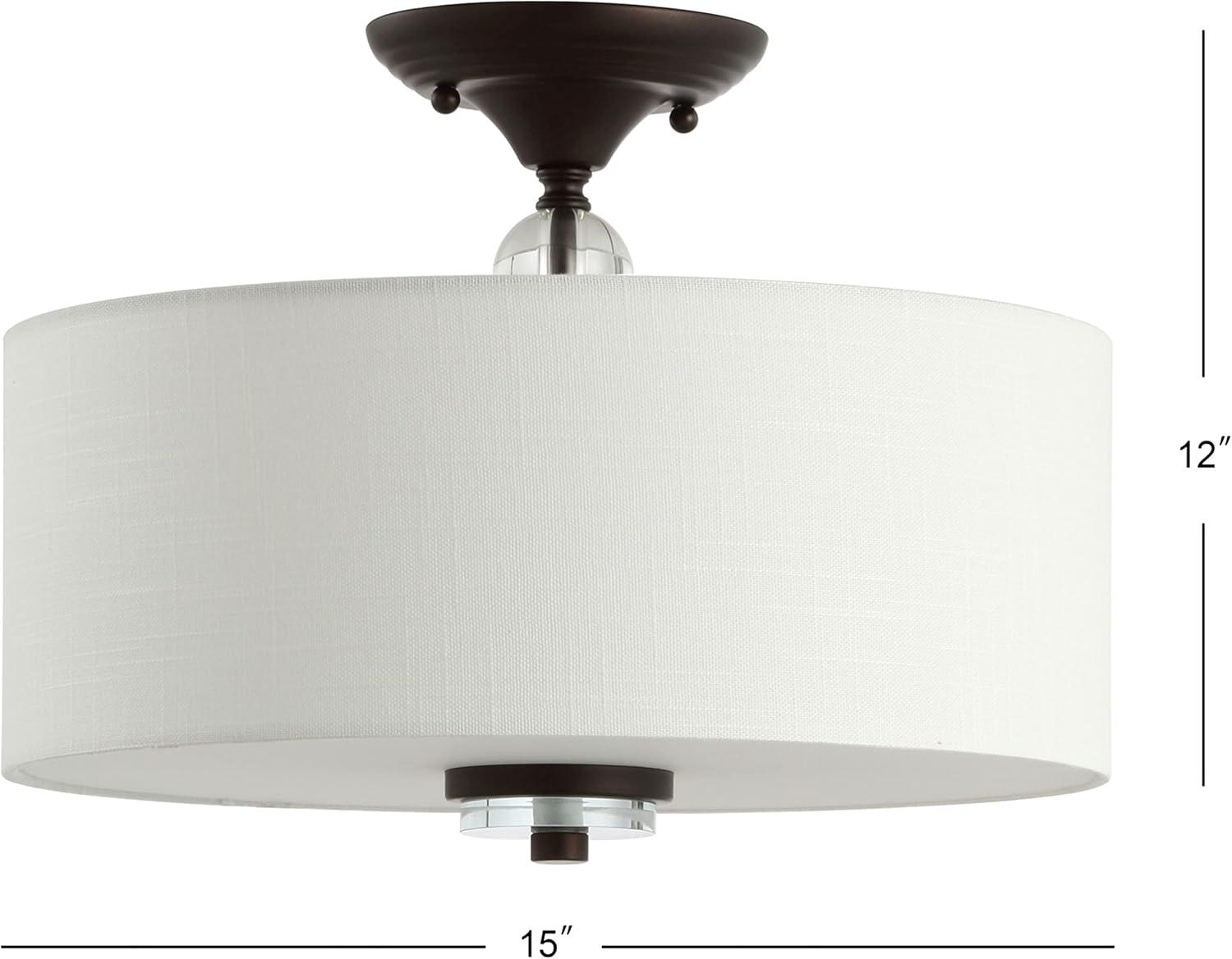 Marc 15" Oil Rubbed Bronze Crystal LED Semi-Flush Mount