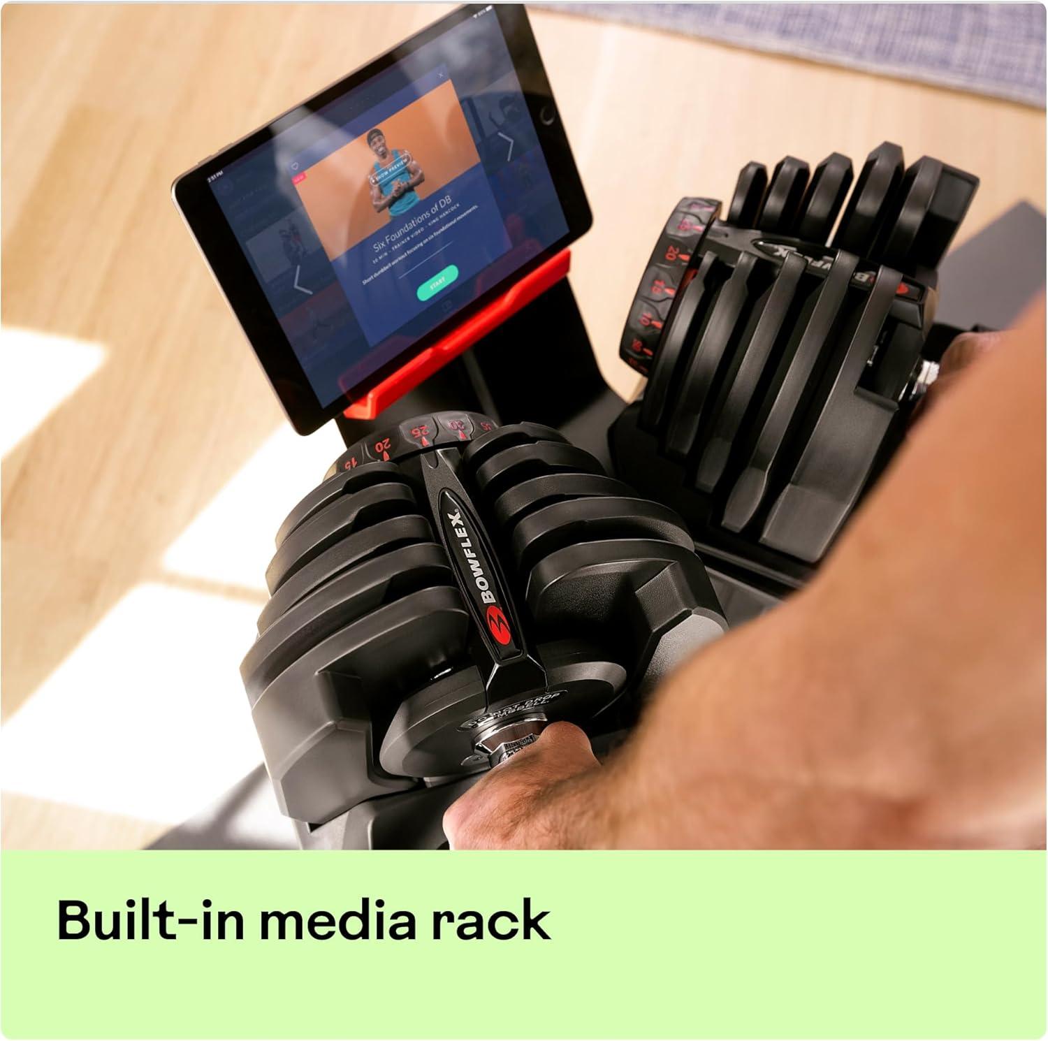 Black Ergonomic Dumbbell Stand with Media Rack