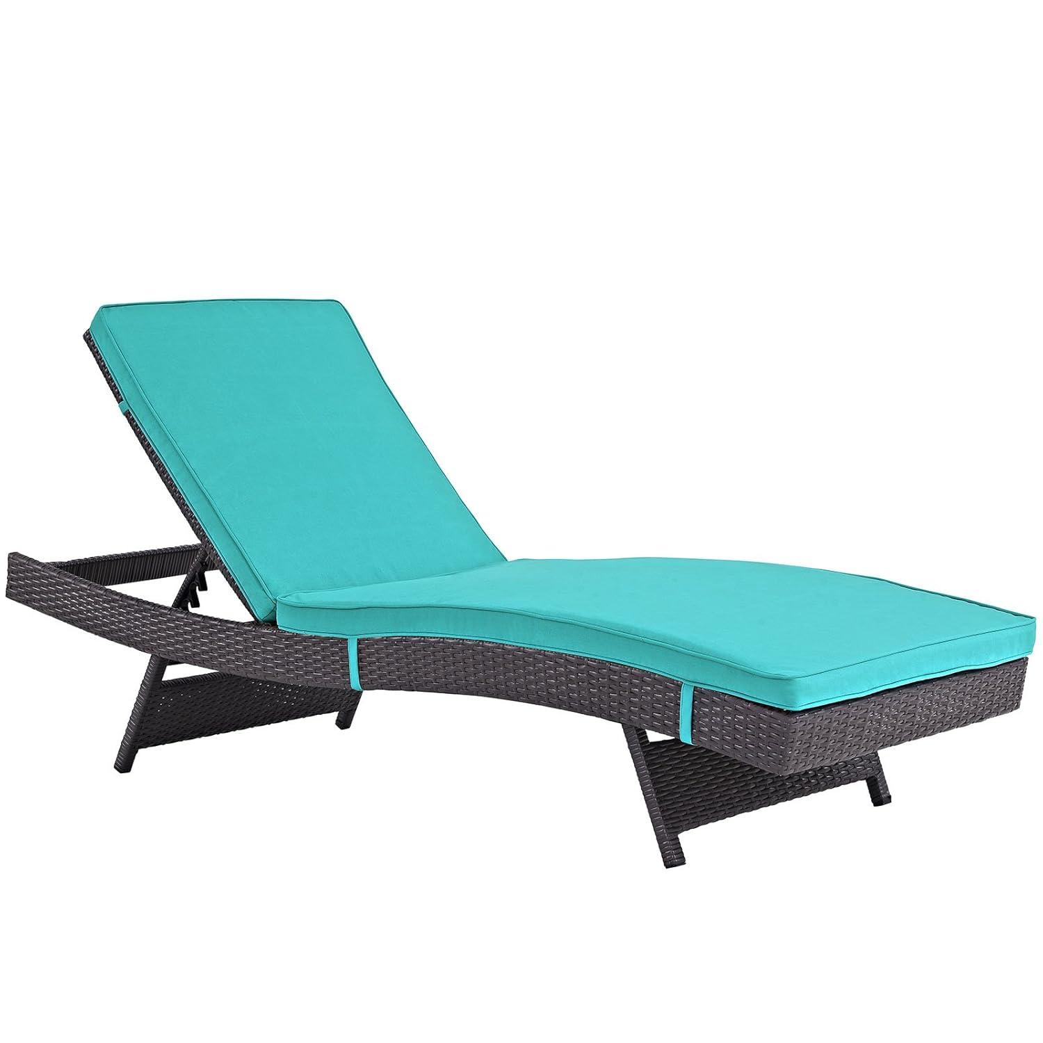 Modway Convene Outdoor Patio Chaise in Espresso Turquoise