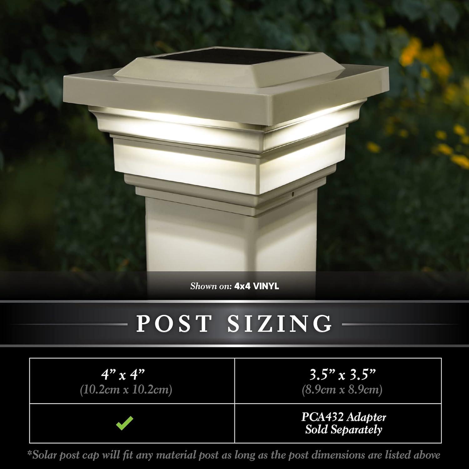 Tan PVC Solar LED Post Cap with Dusk to Dawn Sensor