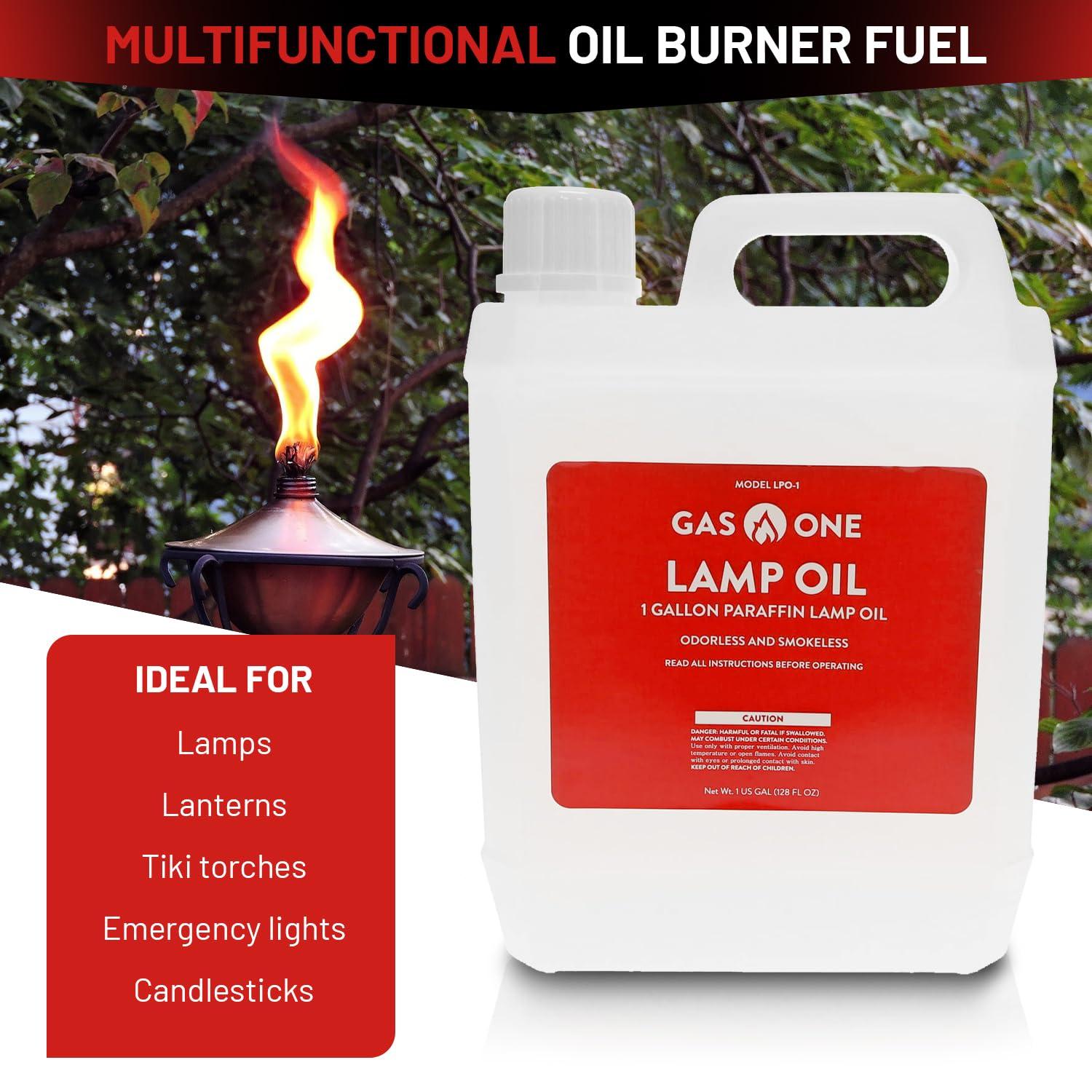 GasOne 1 Gallon Liquid Paraffin Lamp Oil – Multifunctional Lamp Oil Smokeless Odorless Indoor Ideal for Lamps, Lanterns, Tiki Torch – Safe Packaging