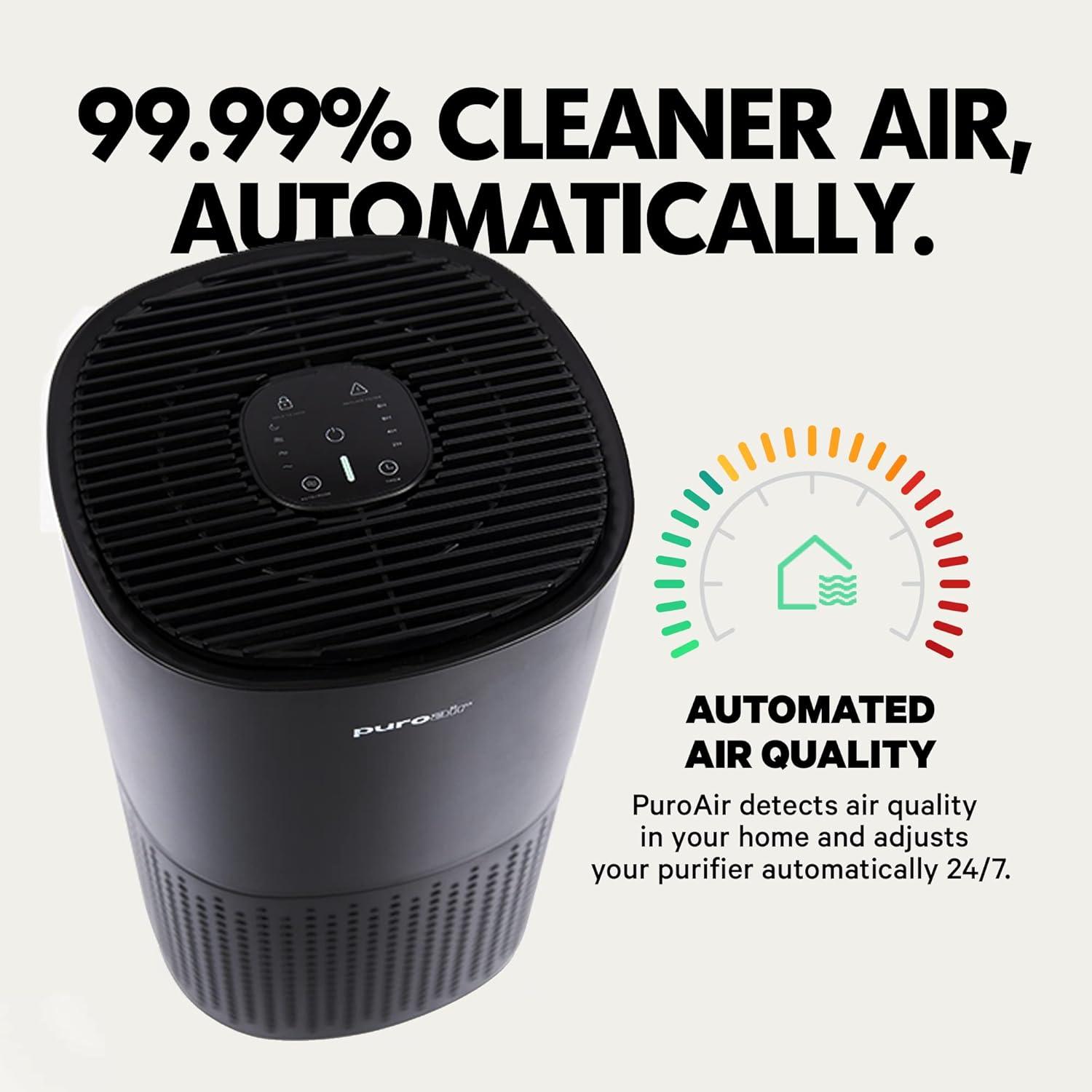 Black HEPA Air Purifier with Odor Absorbing Filter