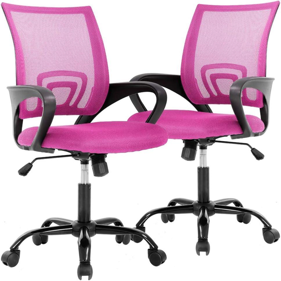 Pink Mesh Mid Back Swivel Executive Office Chair Set