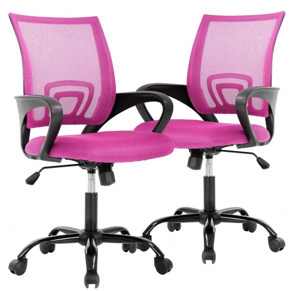 Pink Mesh Mid Back Swivel Executive Office Chair Set
