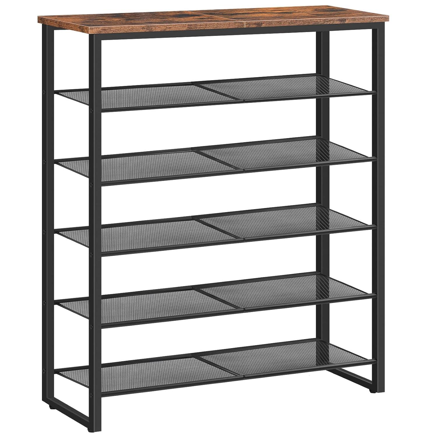 Shoe Rack, 6-Tier Shoe Organizer, for 18-24 Pairs of Shoes, Large Capacity Shoe Storage Shelf, Durable and Stable, for Entryway, Closet, Hallway, Dorm Room, Industrial, Rustic Brown BF67XJ01G1