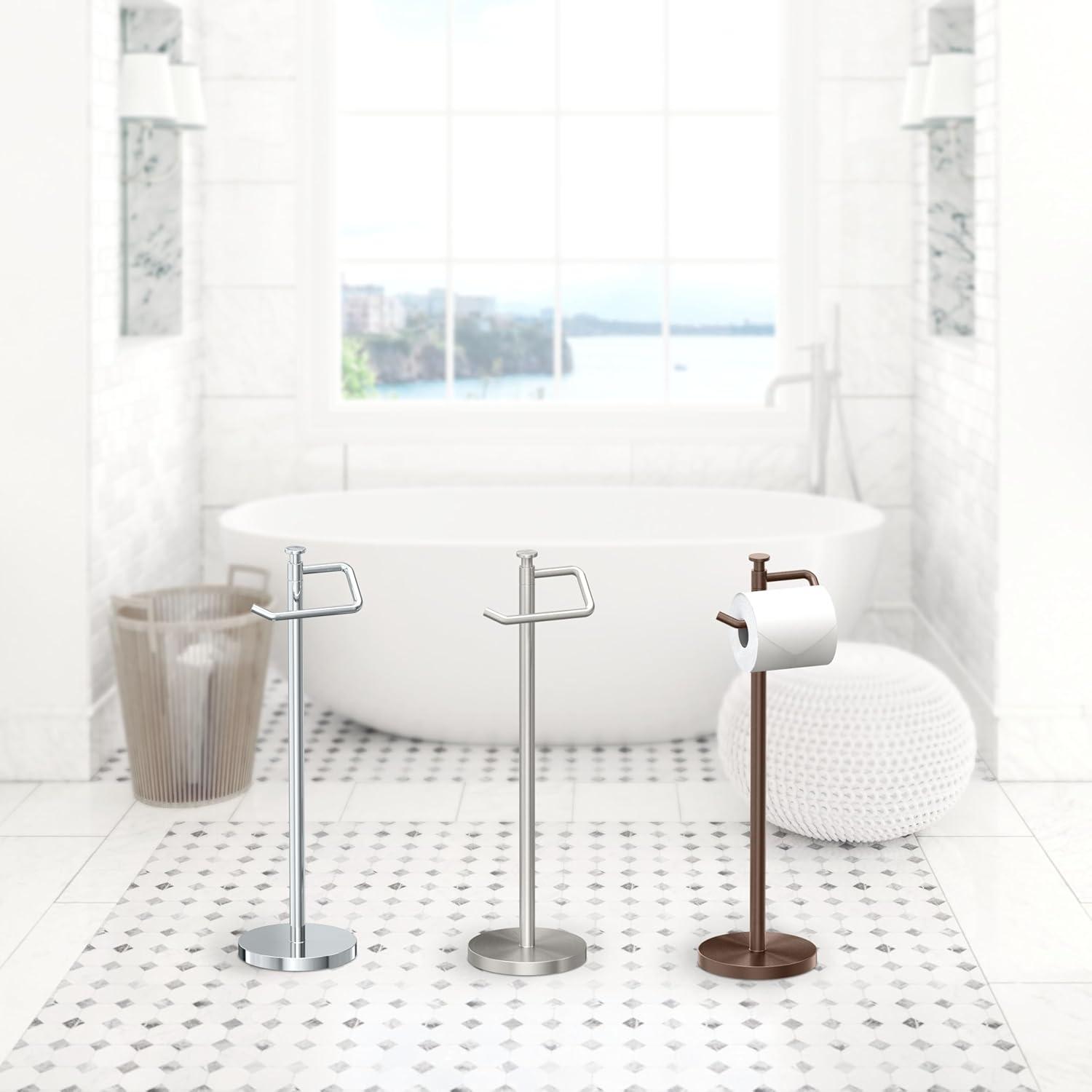 Free Standing Toilet Paper Holder with Weighted and Padded Base | 23.68"H Toilet Paper Roll Holder Stand for Bathroom