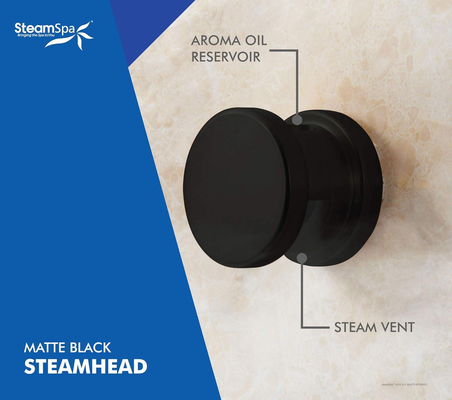 Matte Black Steam Shower Generator Kit with LED Lights and Bluetooth Control