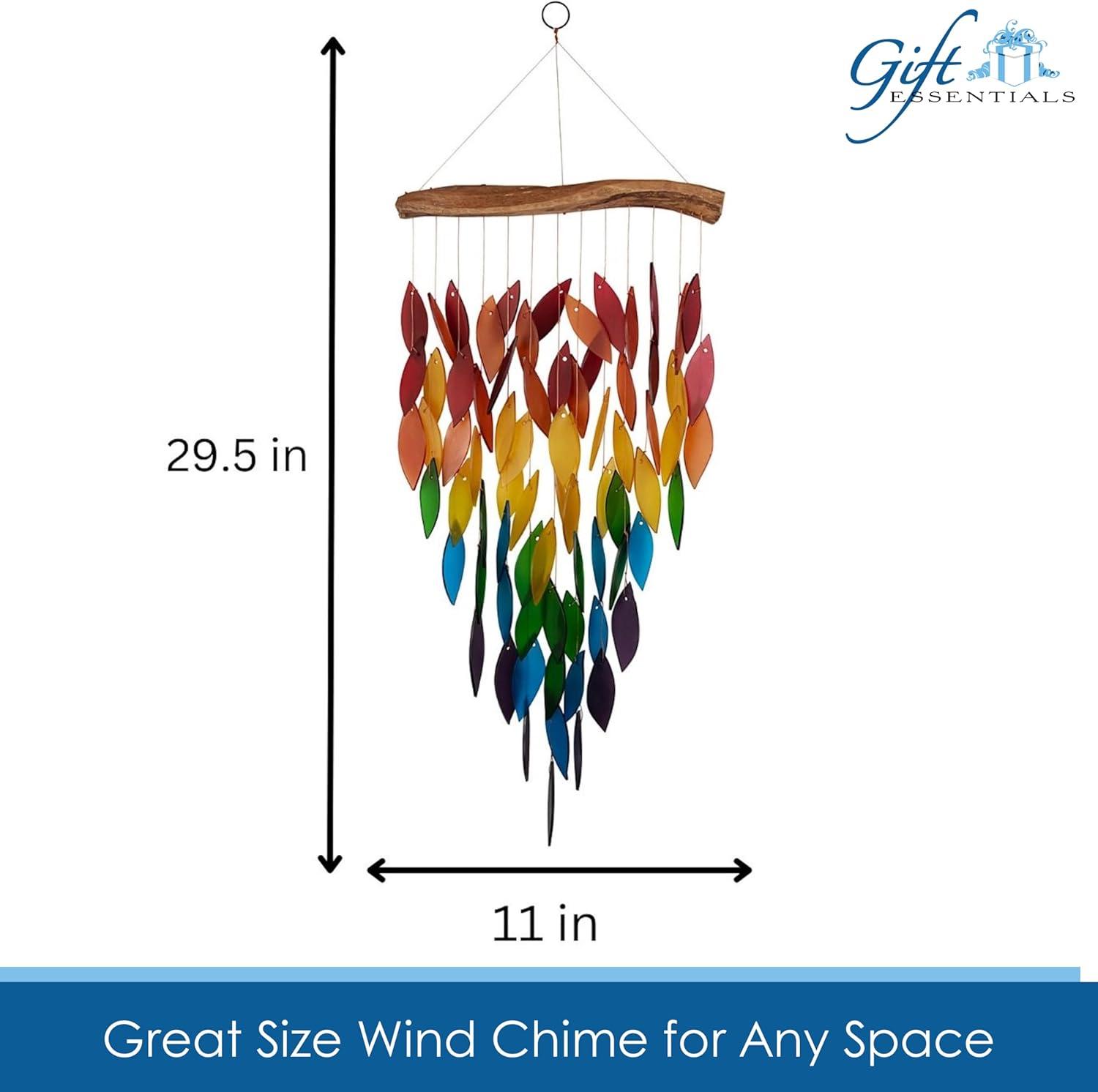 Deluxe Rainbow Waterfall Driftwood and Glass Wind Chime