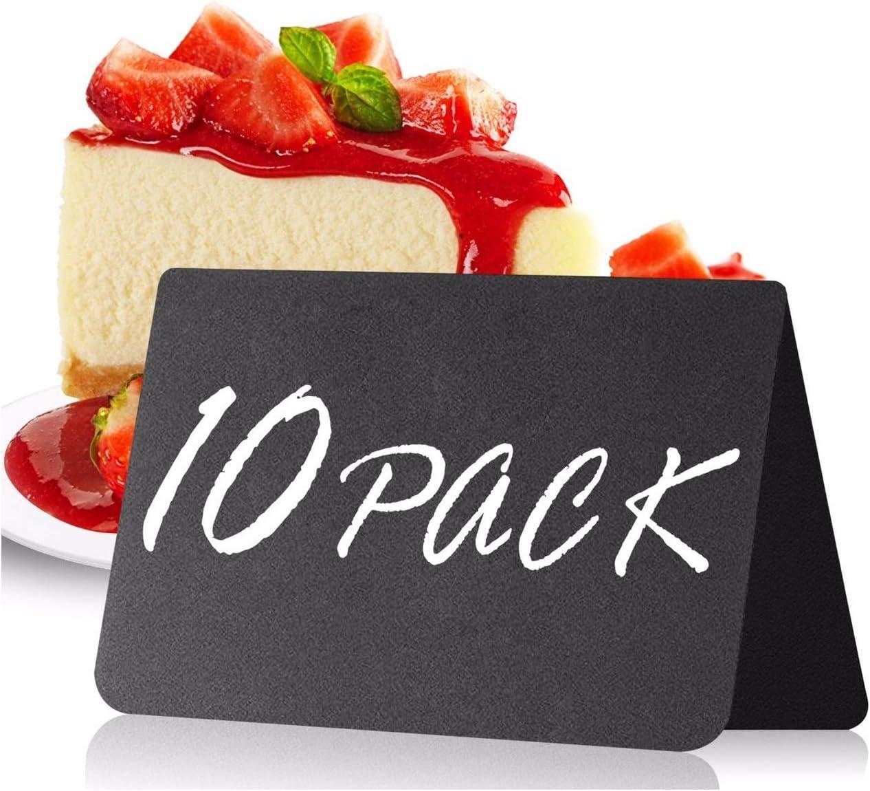 10 Pack Mini Chalkboard Table Tent Signs 4x3 – Reusable Food Labels for Buffet Party & Wedding – Plastic Display Chalk Board Tags for Catering & Event Displays