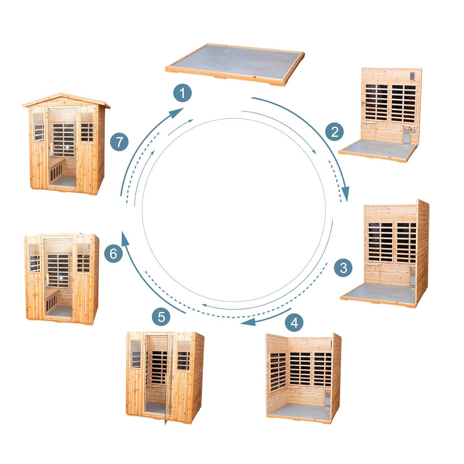 Saunas 904V Far Infrared Sauna, Outdoor Wooden Dry Sauna Low EMF (Hemlock Wood, 4-Person Size)