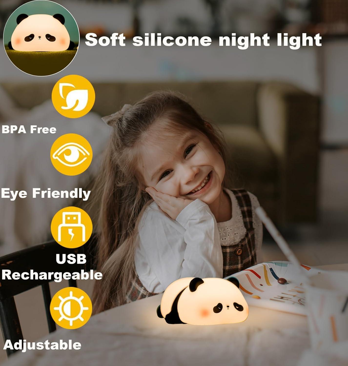 Cute Rechargeable Silicone Panda Night Light for Kids