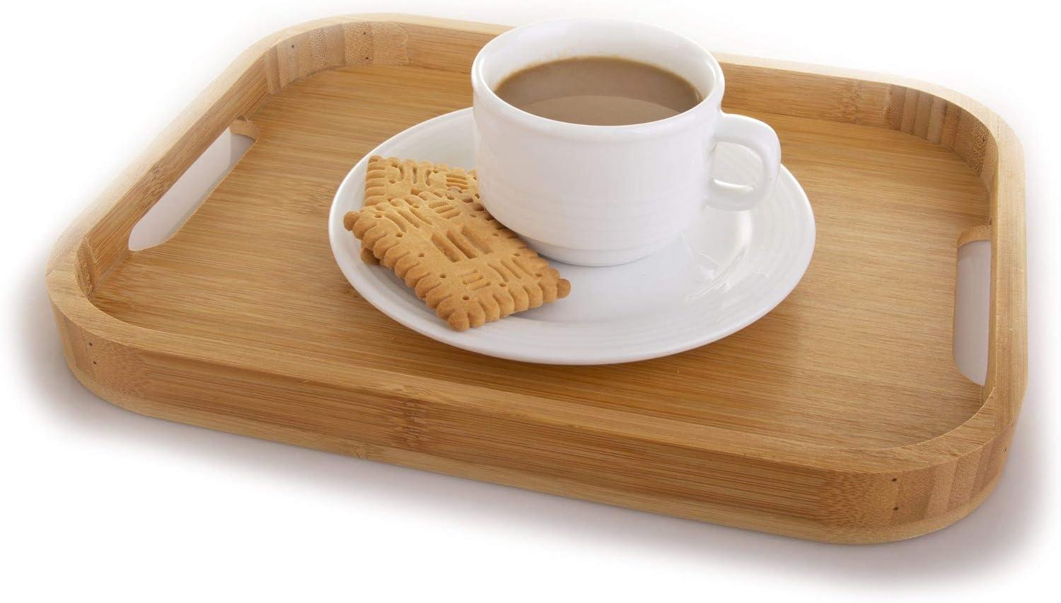 Tea Serving Tray Handmade 100% Natural Bamboo Wood Finish