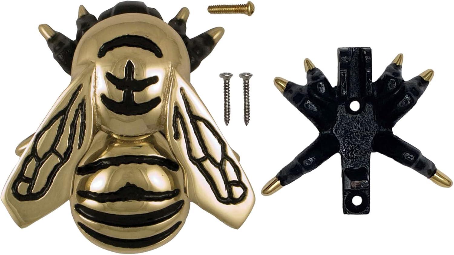 Polished Brass Bumblebee Door Knocker with Black Accents