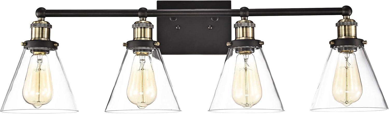 Transitional Sparkle 32" Rubbed Bronze 4-Light Vanity Fixture