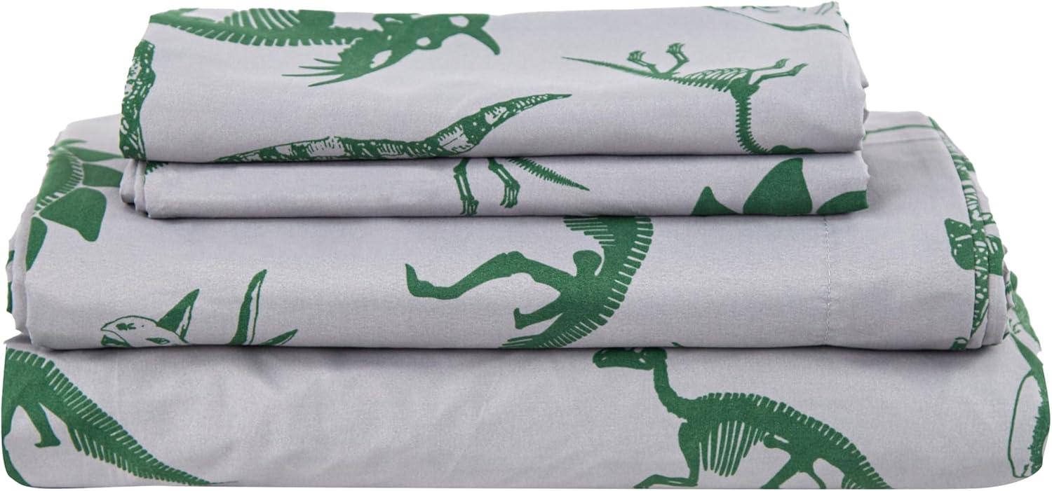 Twin Green Dinosaur Forest Microfiber Bed Set