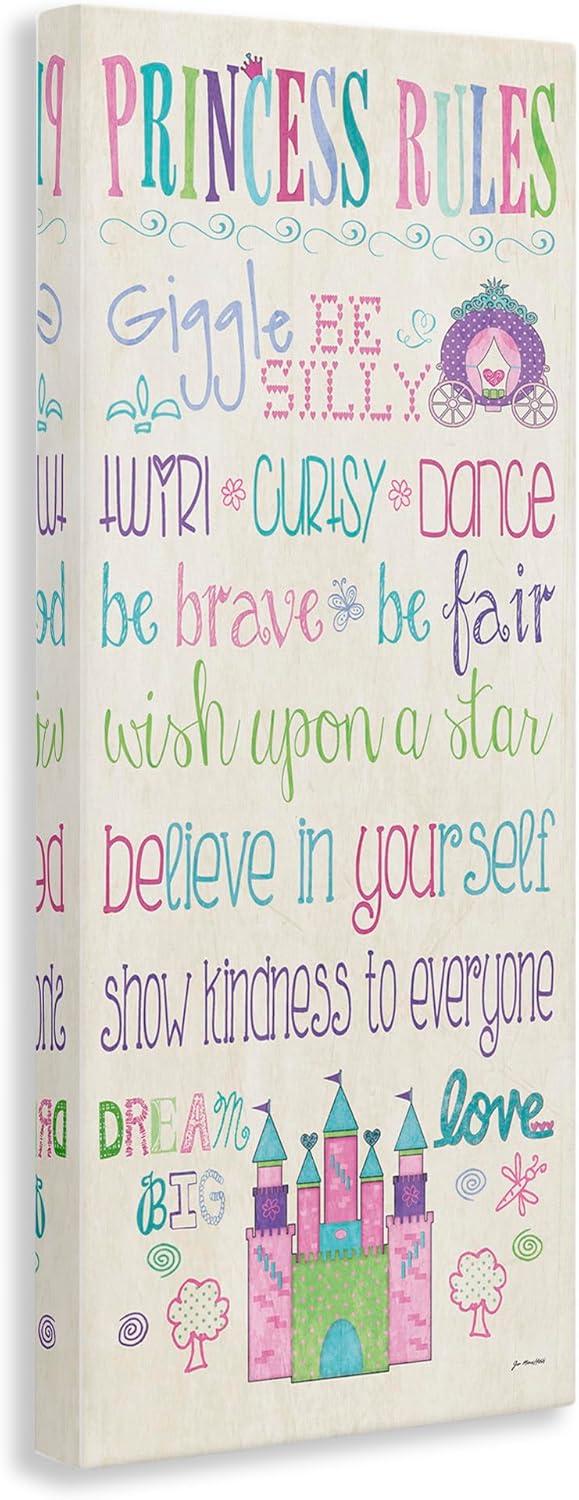 The Kids Room by Stupell Princess Rules With Castle And Carriage Canvas Wall Art by Jo Moulton