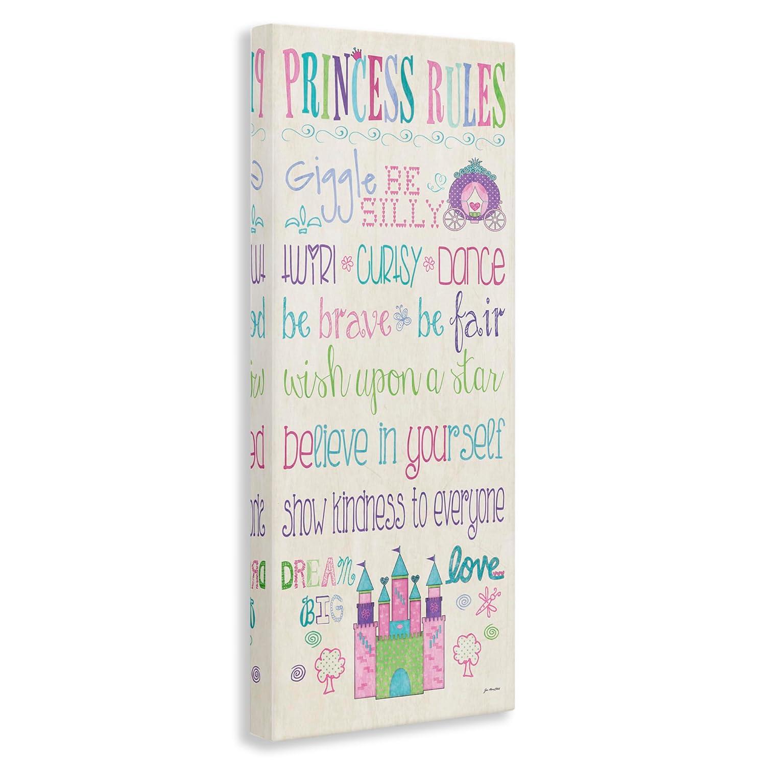 The Kids Room by Stupell Princess Rules With Castle And Carriage Canvas Wall Art by Jo Moulton