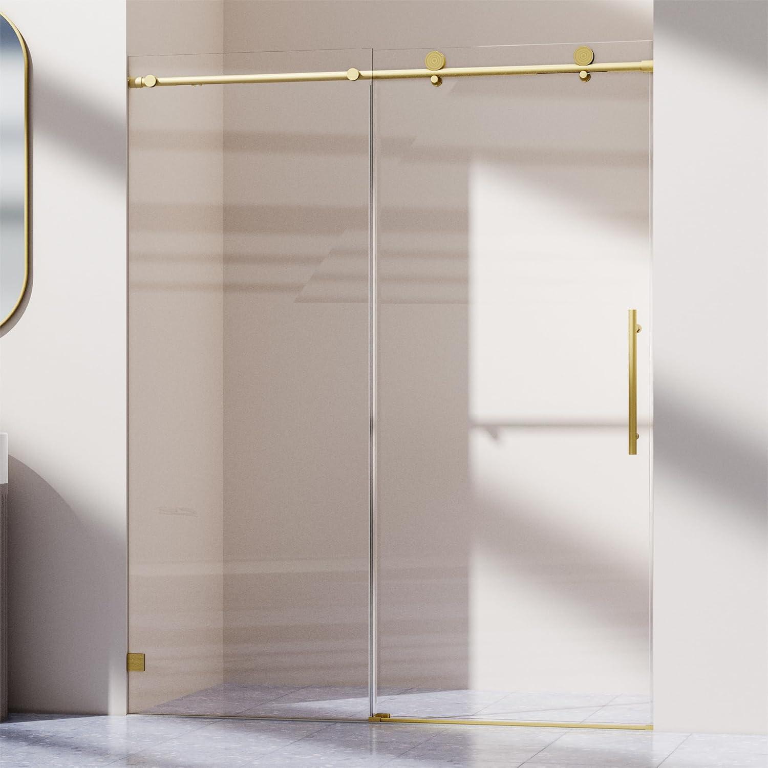 Dimorphos 56-60"W x 76"H Frameless Double Sliding Shower Door with 10mm Tempered Glass Door 11DD161822LL