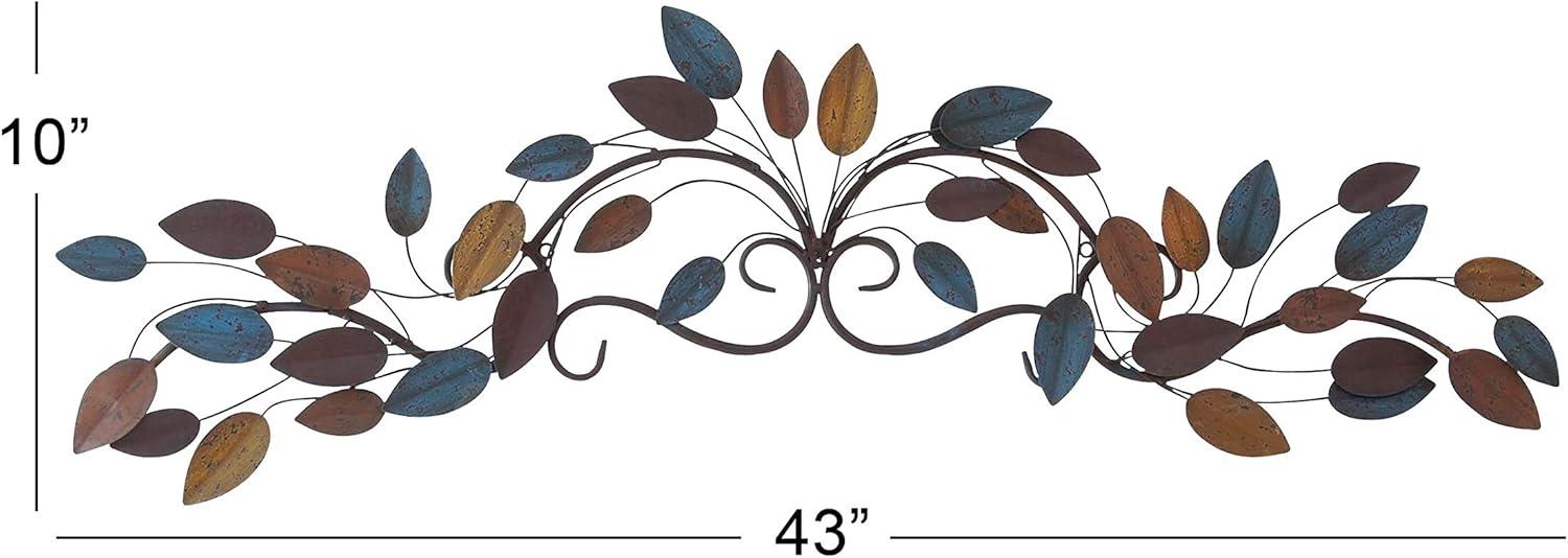 DecMode Multi Colored Metal Leaf Wall Decor