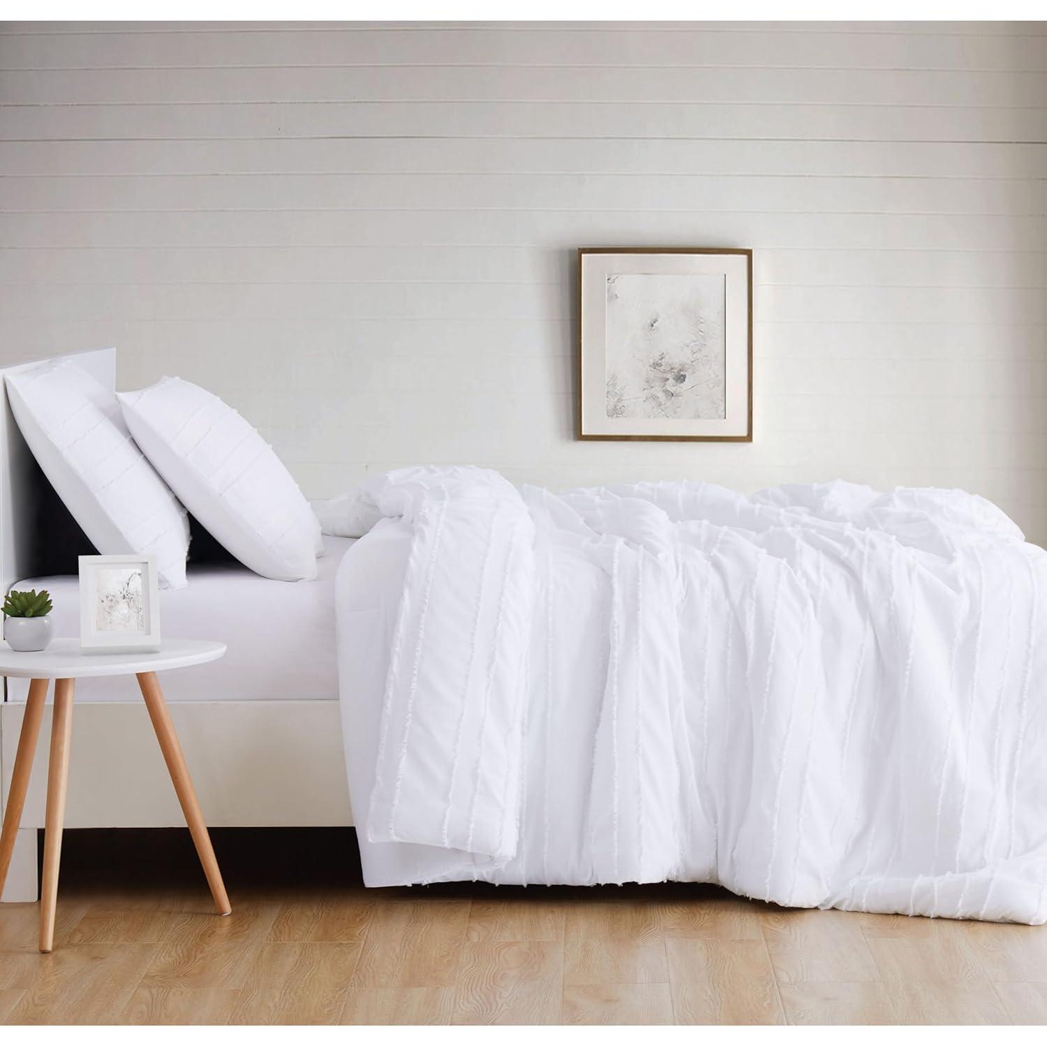Carlisle White Cotton Full/Queen Duvet Cover Set