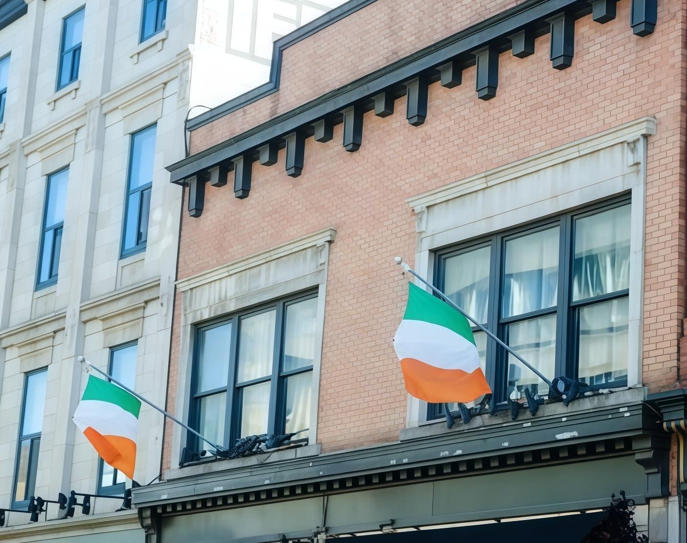 AMZFLAG Irish Flag 3x5 feet Outdoor, Heavy Duty Ireland Flags for St Patrick Day Outside with 2 Brass Grommets, Double Sided Irish Flags for House Decoration